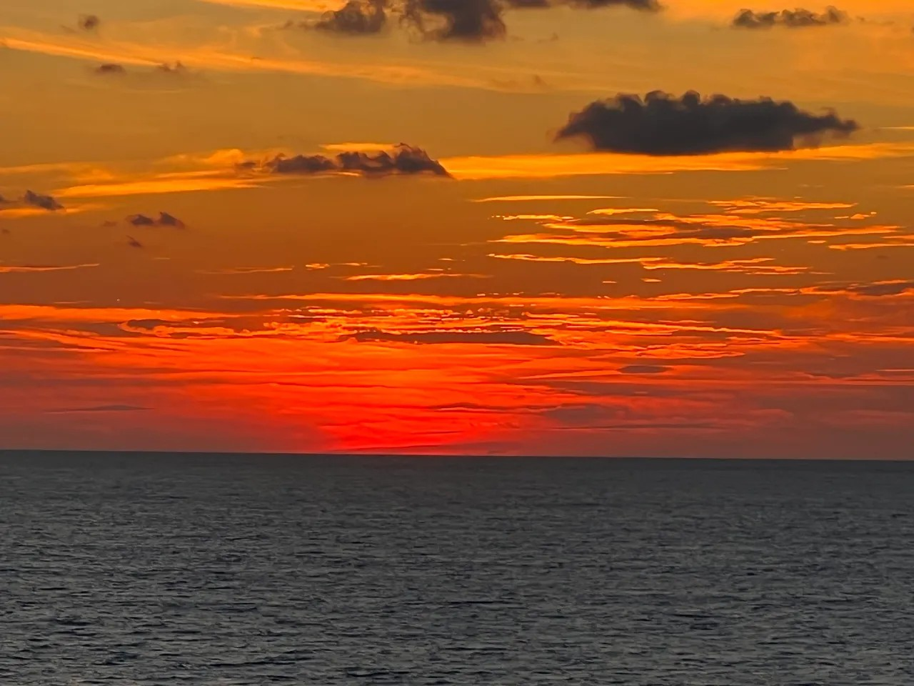 Our final sunset at sea.